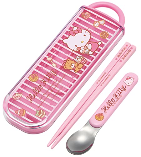 Skater Sanrio CCA1AG-A Hello Kitty Chopsticks and Spoon Set, antibakteriell, hergestellt in Japan von SKATER