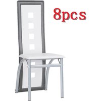 Esszimmerstühle 8er-Set,aus Kunstleder,für Küche,Esszimmer,Weiß+grau von SKECTEN