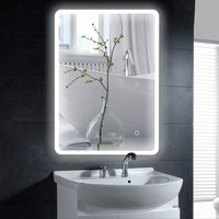 Badezimmerbeleuchtung Spiegel, Spiegel Touch-Schalter, Umweltschutz und Energieeinsparung, weiß 5050LED, abgerundete Ecken (50x70cm) von SKECTEN