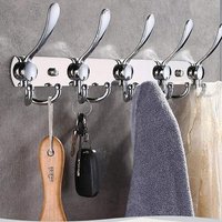 Hakenleiste Wandgarderobe Garderobenleiste mit 5 Haken Kleiderhaken (Silber) von SKECTEN