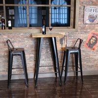 Stehtisch und Bar,Industrial Style, Esstisch für Küche oder Bar,60×60×110cm,Natürliche Holzfarbe von SKECTEN