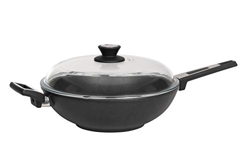 SKK 2761 Titan Induction, Guss-Wokpfanne ø32cm, antihaft-beschichtete Pfanne, induktionsgeeignet, keramisch verstärkt, mit festem Griff, Backofen-fest, Made in Germany von SKK