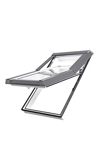 AFG/Dobroplast Skylight Dachfenster PVC 78 x 140 mit Eindeckrahmen für Dachziegel - Außenfarbe Dunkelbraun ! von SKY LIGHT