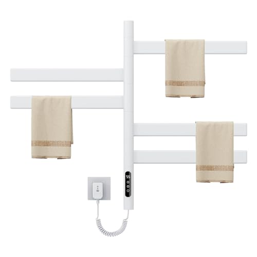 Elektrischer Handtuchhalter, 180° Drehung WiFi Smart Thermostat Handtuchwärmer, für Alexa und Google Home and APP, Handtuchheizkörper, Badheizkörper, Handtuchheizung, 675x450mm, Anthrazit-WiFi White von SKYLYZH