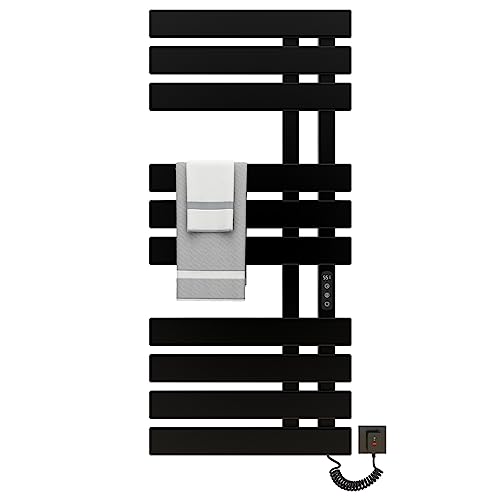 Elektrischer Handtuchhalter, WiFi Smart Thermostat Schwarz Handtuchwärmer, für Alexa und Google Home and APP, Handtuchheizkörper, Badheizkörper, Handtuchheizung, 500x1100mm,Anthrazit-WIFI Black Right von SKYLYZH