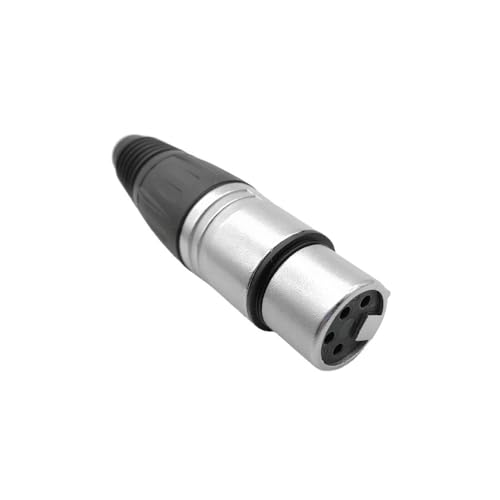 1 x XLR-Stecker, 4-polige XLR-Enden, weibliches Audio-Mikrofon, Audio-Stecker, Klinkenbuchse, vernickelt, Silberkontakte von SKYPRO