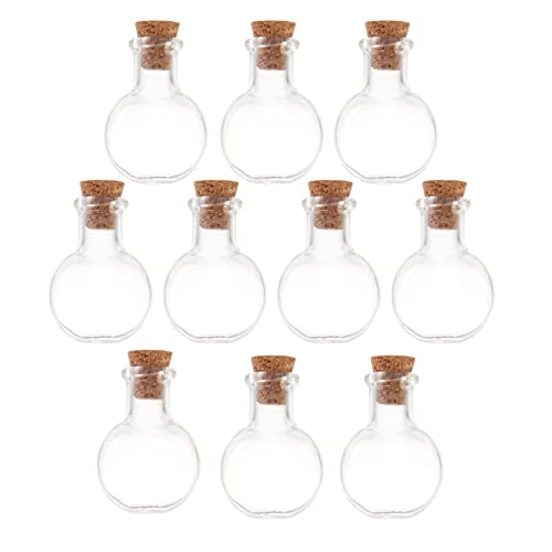 10 x Mini-Glasflaschen mit Korkdeckel, ovale Flaschenform, kleine Glasflaschen, Wunschflaschen, kleine DIY-dekorative Bastelfläschchen für DIY-Handwerk, Party, Dekoration, Aufbewahrungszubehör von SKYPRO