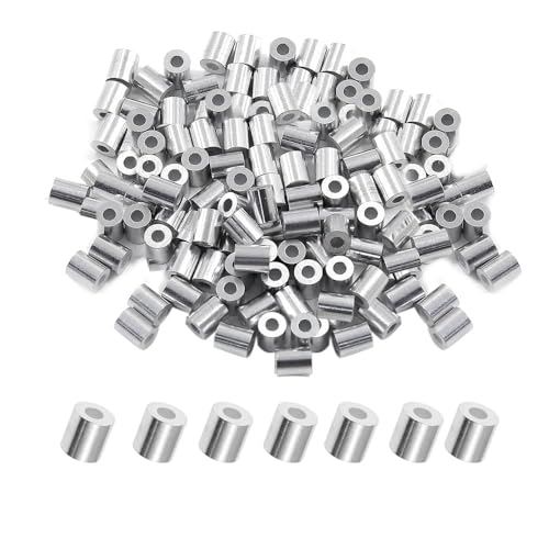 200 Stück Drahtseil-Stoppschlaufenhülse, runde Crimphülsen für Drahtseil-Durchmesser, Aluminium-Crimpschlaufenhülse, rund (M1,1 mm) von SKYPRO
