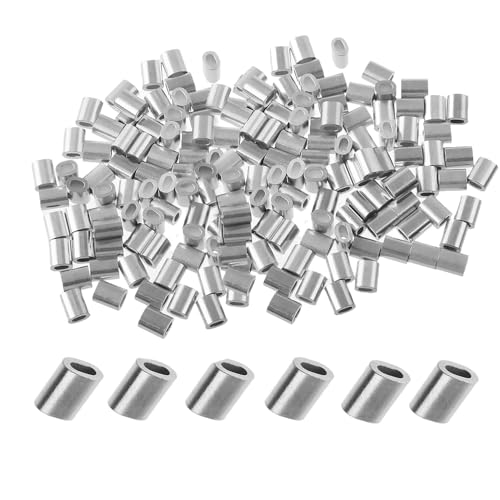 500 Stück Aluminium-Crimpschlaufenhülsen, oval, Aluminium-Drahtseilhülsen, Crimpen (M0,8, 0,8 mm) von SKYPRO