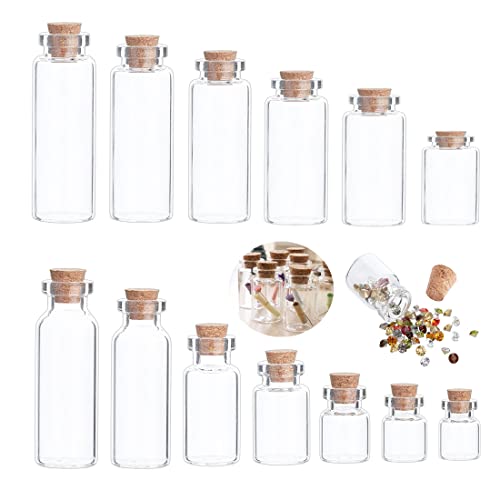 SKYPRO Mini-Glasflaschen mit Korkdeckel, 22 x 25 mm, 4 ml, kleine Glasflaschen, Wunschflaschen, kleine dekorative Bastelfläschchen, für Bastelarbeiten, Dekoration, Aufbewahrungszubehör, 10 Stück von SKYPRO