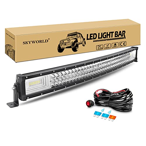 SKYWORLD Gebogen LED Arbeitsscheinwerfer Bar, 32 Zoll 82cm 405W Zusatzscheinwerfer Led Lichtleiste Offroad Lampe mit 12V Toggle kabelbaum kit für Auto SUV ATV UTV LKW 4x4 Nebelscheinwerfer von SKYWORLD