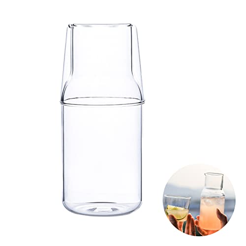 SLDHFE 500 ml transparentes Wasserkaraffen-Set für den Nachttisch, Karaffe, Wasserkaraffe, Glas, Mundspülflasche, klares Glas, Saft, Wasserkrug für Badezimmer von SLDHFE