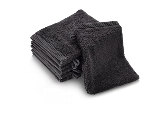 SLEEPZEN Waschlappen aus Bio-Baumwolle Grau GOTS-Zertifiziert 500gr/m2 - Waschhandschuhe - Hergestellt in der ue - 6er Pack Saugfähig, weich und ökologisch von SLEEPZEN