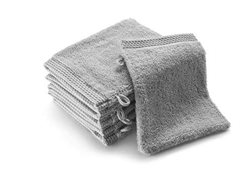 SLEEPZEN Waschlappen aus Bio-Baumwolle Perlgrau GOTS-Zertifiziert 500gr/m2 - Waschhandschuhe - Hergestellt in der ue - 6er Pack Saugfähig, weich und ökologisch von SLEEPZEN