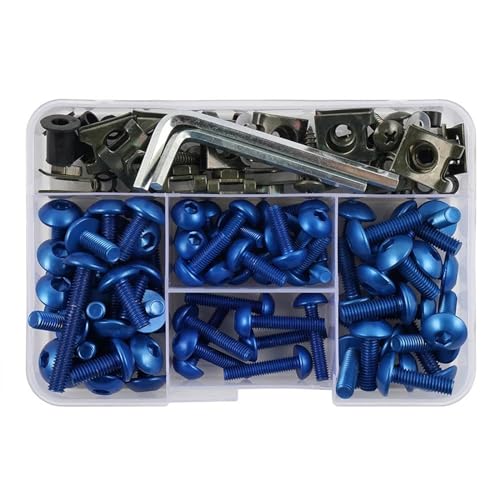 Werkzeugkasten Verkleidung Schrauben Muttern Kit Körper Befestigungs Clips Schraube Für VERSYS 650 Für NINJA 300 400 650 ZX6R Für VULCAN S 650 ZX10R KLX250 (Color : Blu) von SLIMES