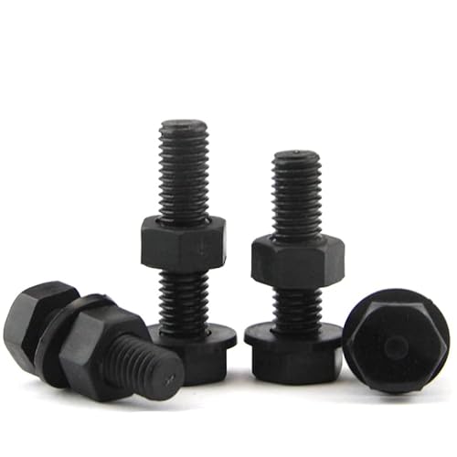 M6 25 Stück Schwarze Außensechskant-Nylonschrauben, Muttern, Dichtungen, isolierter Kunststoffschrauben-Kombinationssatz, PA66-Sechskant (Color : 25mm, Size : M6 (25Pcs)) von SLOYCA