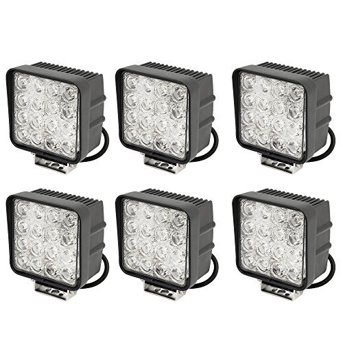 Leetop 6 x 48 W LED-Scheinwerfer, Arbeits- und Rückfahrscheinwerfer, 12 V / 24 V, Flutlicht-Reflektor, Arbeitslicht, SUV, UTV, ATV, Offroad-Arbeitsscheinwerfer, Zusatzscheinwerfer von Greenmigo