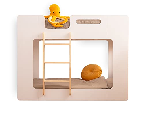 smartwood Mimi L - Leiter Links Etagenbett 100x200 mit Lattenrost und Rausfallschutz - Kinderbett für Jungen und Mädchen - Montessori Bett mit Rausfallschutz und Lattenrost Weiß 200x100 cm von smartwood