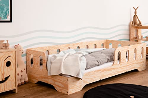 smartwood TILA 1L Kinderbett 80x180 mit Lattenrost und Rausfallschutz - Neuheit - Holz Kinderbett für Jungen & Mädchen - vielseitiges Montessori Bett mit Rausfallschutz und Lattenrost 180x80 cm. von smartwood