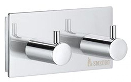 Smedbo "Pool" Double Towel Hook, Polished Chrome,8 x 3.9 x 4 cm von SMEDBO