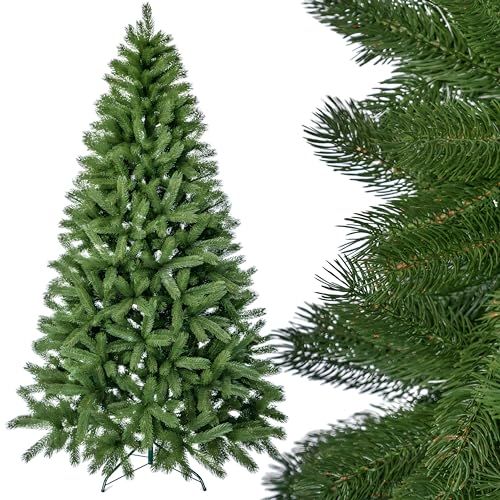 SMEREKA® Künstlicher Weihnachtsbaum 150, 180, 210, 230, 250 cm - 100% Spritzguss Weihnachtsbaum Made in EU - Künstlicher Tannenbaum mit Ständer Metall - Christbaum Künstlich wie Echt (Grün, 210 cm) von SMEREKA