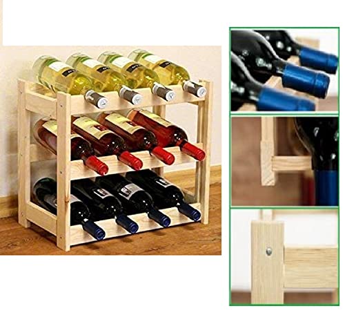 SMH LINE® Weinregal Flaschenregal Weinschrank Flaschenständer 12 Flaschen Stabil Kiefer Holz von SMH LINE