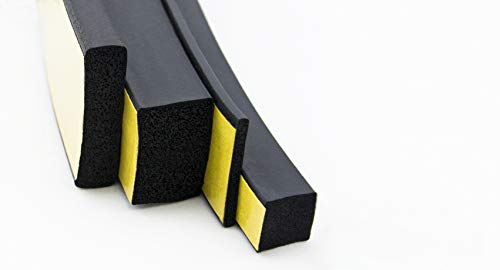 K-VKP20x40-B Vierkantprofil von SMI-Kantenschutzprofi in Schwarz aus EPDM Moosgummi mit Kleberücken (als Montagehilfe) - Moosgummidichtung klebend mit Klebefläche - Maße: 20x40 mm (25 m) von SMI