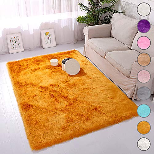 SODKK Runder Teppich Orange Klein Teppich 80x150cm, Flauschig Weiche Antistatisch für Wohnzimmer flauschig Bettvorleger Schlafzimmer Outdoor von SODKK