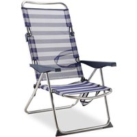 Solenny - Strandliegestuhl Bett Klappbar Blau und Weiß mit Handgriffen 91x63x105 cm 4 Positionen von SOLENNY