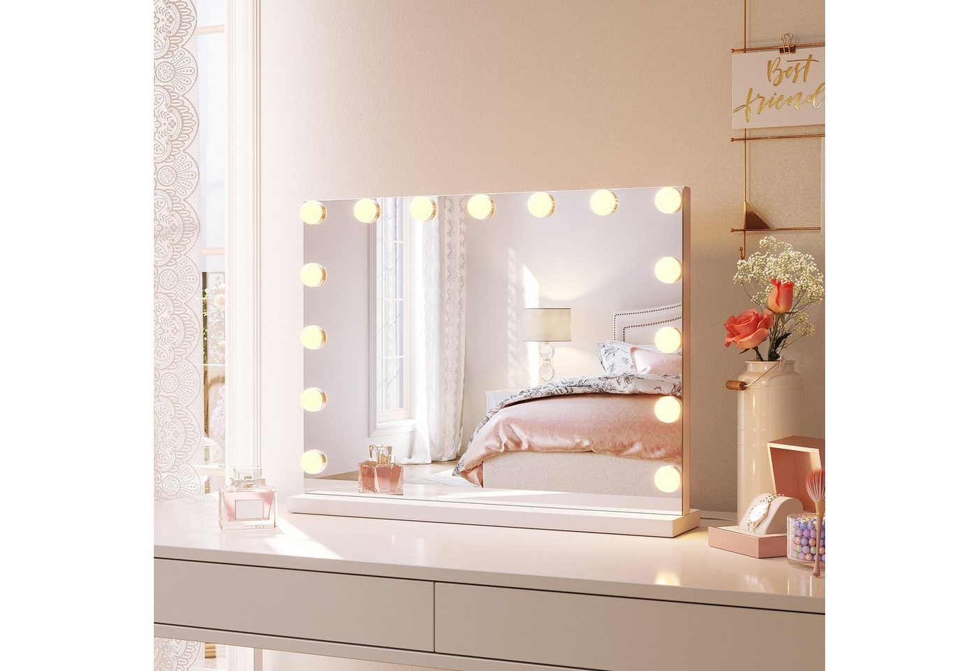 SONNI Schminkspiegel Kosmetikspiegel mit LED-Leuchten, 3 einstellbare Leuchten mit Speicher von SONNI