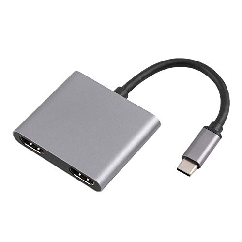SOONHUA USB C zu HDMI Adapter 4 In 1 USB C Zu Dual HDMI- Kompatibel Adapter 87W Leichte USB C Zu HDMI- Kompatibel Multiport Adapter für Matebook IP Notebook Air Chromebook Pixel von SOONHUA