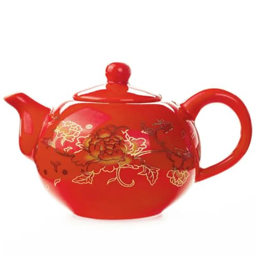 177 ml Rote Teekanne Chinesische Drachen Teekanne Keramik Tee-Set Wasserkocher Kung Fu Teekanne Teeservice Hochzeitsgeschenke für Gäste Freunde von SOREZE