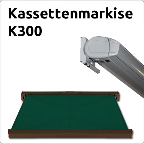 Kassettenmarkise K300 2 x 1,5 m braun | Stoff: grün von SOWERO