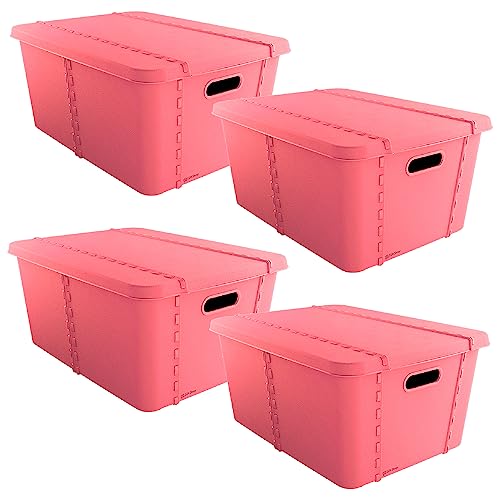 SP Berner 4x Life Story Aufbewahrungsbox mit Deckel, groß, 45 l, Rosa von SP Berner