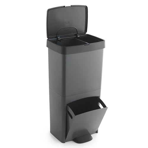 Müll- oder Recyclingbehälter 70L, VERTIKAL, 2 Fächer, Abfallbehälter, 76 cm, einfache Handhabung von SP Berner