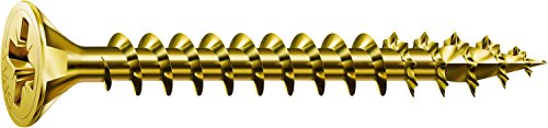 SPAX Universalschraube, 4,5 x 25 mm, 200 Stück, Kreuzschlitz Z2, Senkkopf, Vollgewinde, 4CUT, YELLOX A2L, 1081020450253 von SPAX