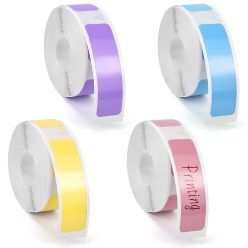 SPEACOUR 3 Rollen 12mm * 40mm Selbstklebendes Thermoband Etiketten, Kompatibel mit P15 Etikettendrucker, Pink+Gelb+Blau, 160 Etiketten/Rolle von SPEACOUR