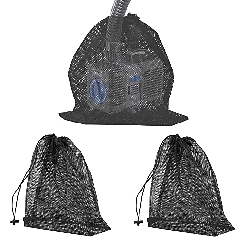 SPEACOUR 3 Stück Filterbeutel Mesh Filter Taschen Netzbeutel Pumpen-Barriere Tasche Schwarz Aquarium Mesh Filter Weiß Netzfilterbeutel Pumpe Netzbeutel für Aquarium, Garten, Teich (2 Größe) von SPEACOUR