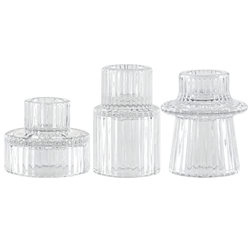 SPETYORT Kerzenhalter aus Glas, 3 Stück, Glas Kerzenständer für Tischdekoration, Mehrzweck-Dekoration, dekorativer Kerzenhalter für Säulen/Spitzen/Teelichtern (Transparent, 3 Stück) von SPETYORT
