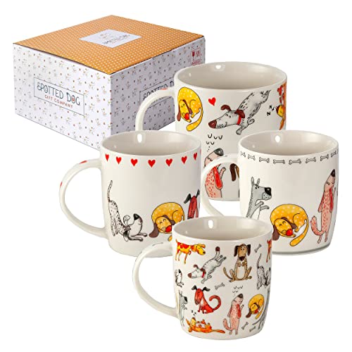 SPOTTED DOG GIFT COMPANY - Kaffeetassen mit Hunde-Motiven - Kaffeebecher aus Keramik - Geschenk für Hundeliebhaber, Hundebesitzer und Hundefreunde - 4er-Set von SPOTTED DOG GIFT COMPANY