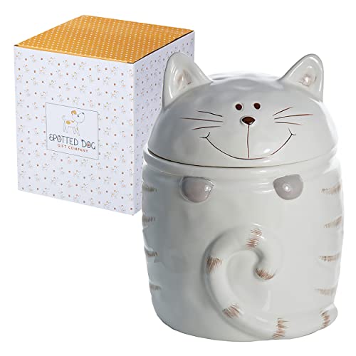SPOTTED DOG GIFT COMPANY - Keksdose Vorratsdose in Katzen-Form - Aufbewahrungsdose aus Keramik - Geschenk für Katzenliebhaber - Weiß von SPOTTED DOG GIFT COMPANY