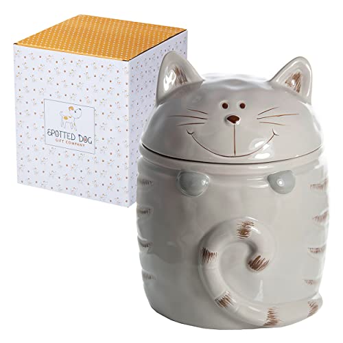 SPOTTED DOG GIFT COMPANY - Keksdose Vorratsdose in Katzen-Form - Aufbewahrungsdose aus Keramik - Geschenk für Katzenliebhaber von SPOTTED DOG GIFT COMPANY