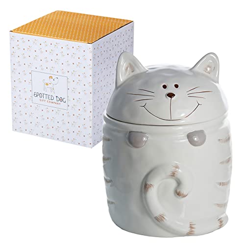 SPOTTED DOG GIFT COMPANY - Keramik-Vorratsdose in Katzen-Form - Aufbewahrungsbehälter mit Deckel - für Kaffee, Tee und Zucker - Geschenk für Katzenliebhaber von SPOTTED DOG GIFT COMPANY
