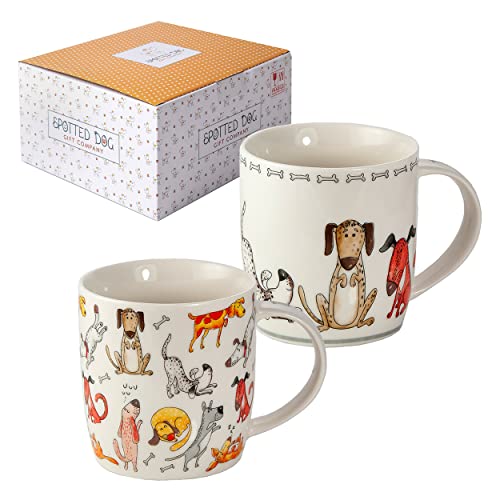 SPOTTED DOG GIFT COMPANY - Paar Tassen Kaffeetassen mit Hunde-Motiven - Kaffeebecher aus Keramik - Geschenk für Hundeliebhaber und Hundebesitzer - 2er-Set von SPOTTED DOG GIFT COMPANY
