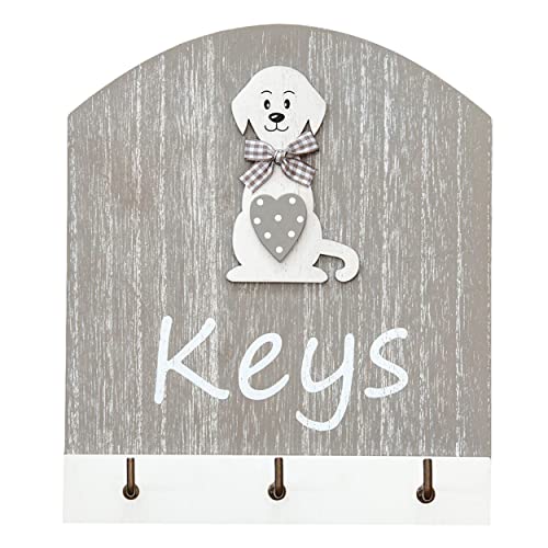 SPOTTED DOG GIFT COMPANY Schlüsselbrett mit Hundemotiv, Schlüsselboard aus Holz mit 3 Schlüsselhaken, Hund Wanddekoration Zubehör für Zuhause Küche Flur, Geschenke für Hundeliebhaber von SPOTTED DOG GIFT COMPANY