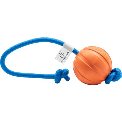 SPRENGER Spielball am Seil - Ball, Wasserspaß, Apportierspielzeug für Hunde, orange - Ø 7 cm von SPRENGER