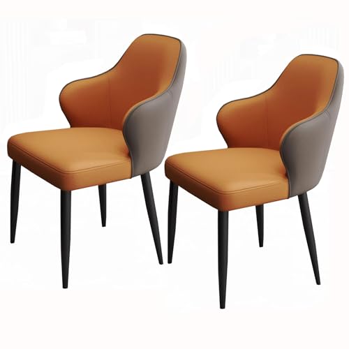 SPYQKHSH Leichte, luxuriöse und hochwertige Esszimmerstühle im 2er-Set, gepolsterter Mid-Century-Modern-Stuhl aus Leder, for Hotels, Cafés, Restaurants, Küchen (Color : A) von SPYQKHSH
