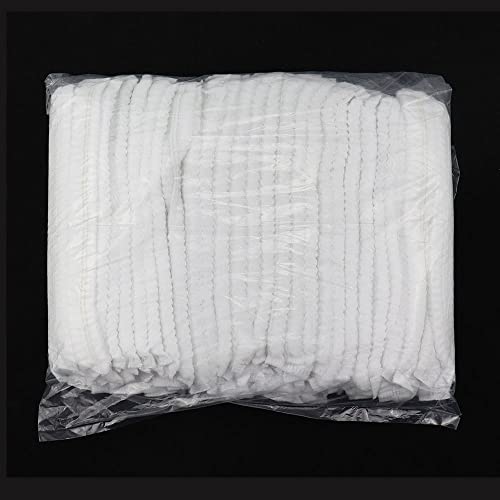 SRunDe 100 Stück Einweg Haarnetz 21” Atmungsaktive Einmalhauben mit elastischem Stretch-Band Weisse Vlieshauben Kopfhauben für Krankenschwester von SRunDe