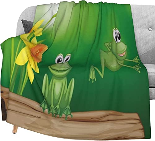 Cartoon Grüner Frosch Kuscheldecke Flauschige 70x100, 3D Decke, Mikrofaser Sanft Flanell Weich Decke Fleecedecke Sofaüberwurf Tagesdecke kinderdecke für Bett/Sofa von SSCDDC