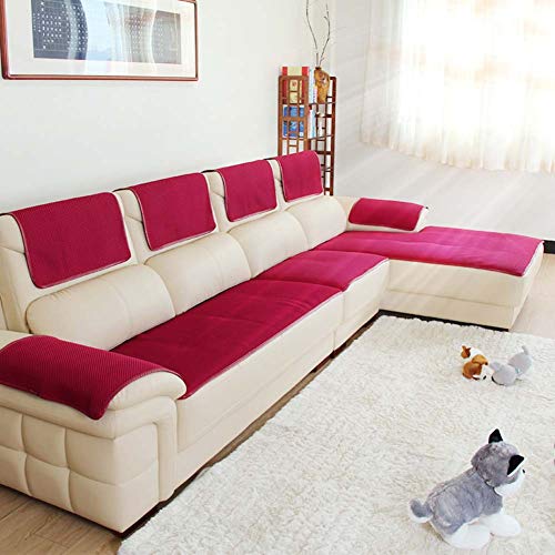 Sofabezug Für ledercouch, Multi-Size Rechteckige Möbel Protector Slipcover Für Haustiere, Kinder, Hunde - Sofa und Sessel-Rot 60x60cm(24x24inch) von SSOKCover